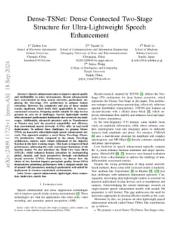 Dense-TSNet: Dense Connected Two-Stage Structure for Ultra-Lightweight
  Speech Enhancement