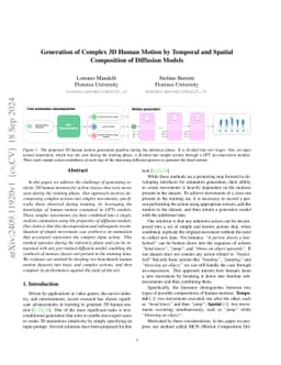 Generation of Complex 3D Human Motion by Temporal and Spatial
  Composition of Diffusion Models