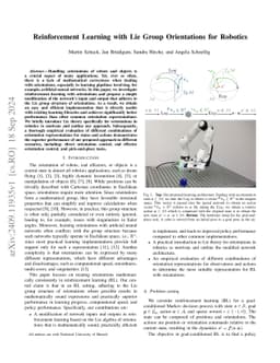Reinforcement Learning with Lie Group Orientations for Robotics