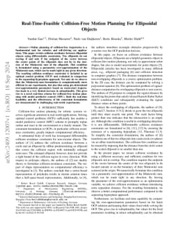 Real-Time-Feasible Collision-Free Motion Planning For Ellipsoidal Objects