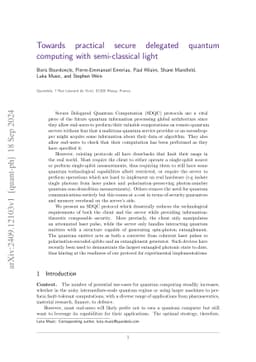 Towards practical secure delegated quantum computing with semi-classical
  light