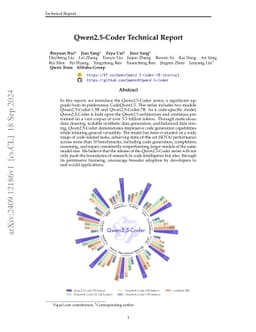 Qwen2.5-Coder Technical Report