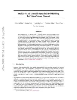 DynaMo: In-Domain Dynamics Pretraining for Visuo-Motor Control