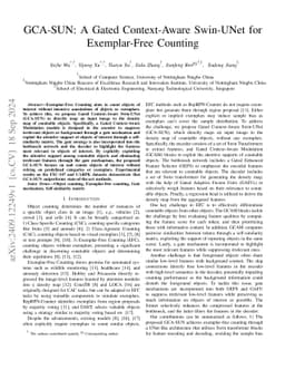 GCA-SUNet: A Gated Context-Aware Swin-UNet for Exemplar-Free Counting