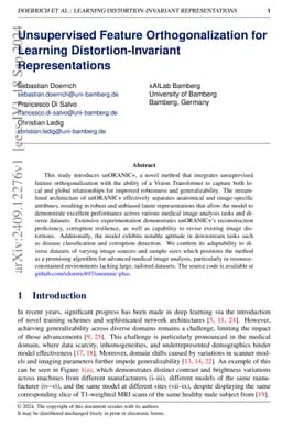 Unsupervised Feature Orthogonalization for Learning Distortion-Invariant
  Representations
