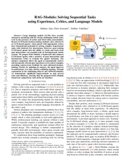 RAG-Modulo: Solving Sequential Tasks using Experience, Critics, and
  Language Models