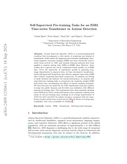 Self-Supervised Pre-training Tasks for an fMRI Time-series Transformer
  in Autism Detection