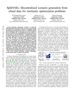 SplitVAEs: Decentralized scenario generation from siloed data for stochastic optimization problems