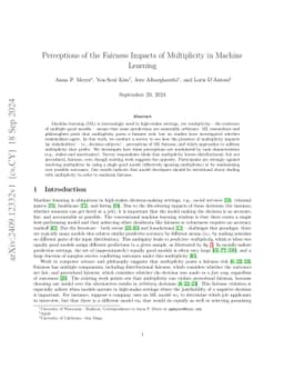 Perceptions of the Fairness Impacts of Multiplicity in Machine Learning