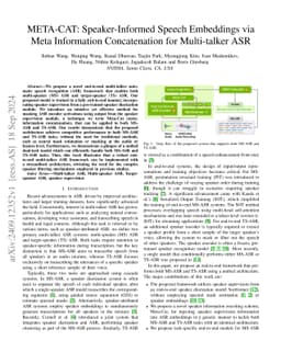 META-CAT: Speaker-Informed Speech Embeddings via Meta Information
  Concatenation for Multi-talker ASR