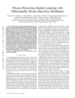 Privacy-Preserving Student Learning with Differentially Private
  Data-Free Distillation