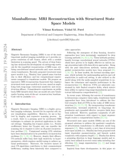 MambaRecon: MRI Reconstruction with Structured State Space Models