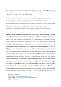How to predict on-road air pollution based on street view images and
  machine learning: a quantitative analysis of the optimal strategy