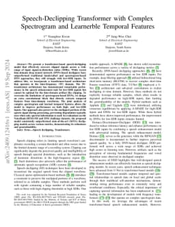 Speech-Declipping Transformer with Complex Spectrogram and Learnerble
  Temporal Features
