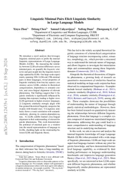 Linguistic Minimal Pairs Elicit Linguistic Similarity in Large Language
  Models