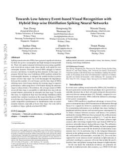 Towards Low-latency Event-based Visual Recognition with Hybrid Step-wise
  Distillation Spiking Neural Networks