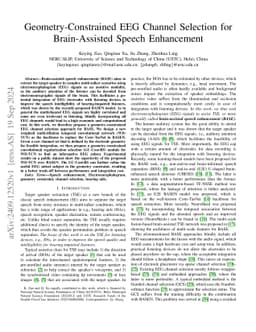 Geometry-Constrained EEG Channel Selection for Brain-Assisted Speech
  Enhancement