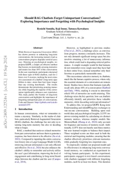 Should RAG Chatbots Forget Unimportant Conversations? Exploring
  Importance and Forgetting with Psychological Insights
