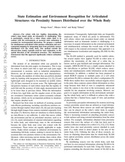 State Estimation and Environment Recognition for Articulated Structures
  via Proximity Sensors Distributed over the Whole Body