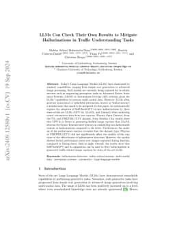 LLMs Can Check Their Own Results to Mitigate Hallucinations in Traffic
  Understanding Tasks
