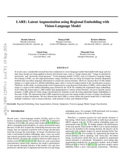 LARE: Latent Augmentation using Regional Embedding with Vision-Language
  Model