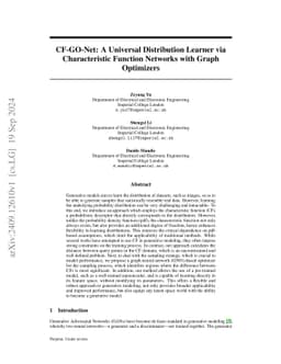 CF-GO-Net: A Universal Distribution Learner via Characteristic Function
  Networks with Graph Optimizers