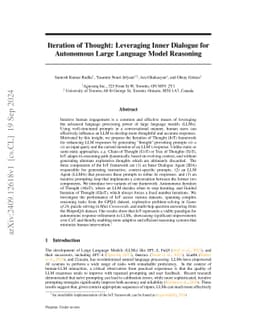 Iteration of Thought: Leveraging Inner Dialogue for Autonomous Large
  Language Model Reasoning