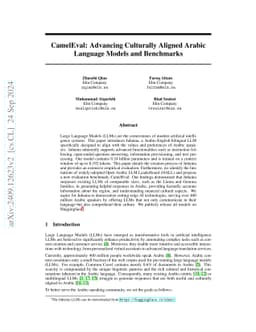 CamelEval: Advancing Culturally Aligned Arabic Language Models and
  Benchmarks