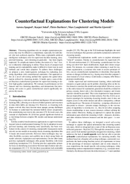 Counterfactual Explanations for Clustering Models