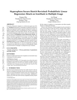 Hypersphere Secure Sketch Revisited: Probabilistic Linear Regression
  Attack on IronMask in Multiple Usage