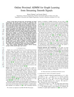Online Proximal ADMM for Graph Learning from Streaming Smooth Signals