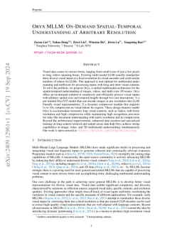 Oryx MLLM: On-Demand Spatial-Temporal Understanding at Arbitrary Resolution