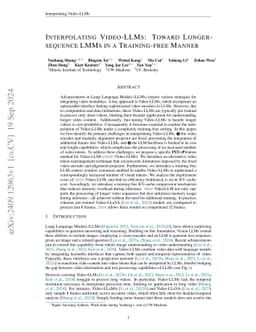 Interpolating Video-LLMs: Toward Longer-sequence LMMs in a Training-free
  Manner