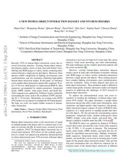 A New People-Object Interaction Dataset and NVS Benchmarks