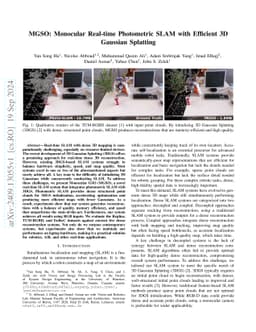 MGSO: Monocular Real-time Photometric SLAM with Efficient 3D Gaussian Splatting