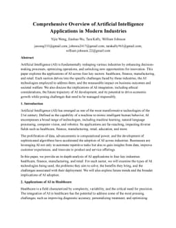 Comprehensive Overview of Artificial Intelligence Applications in Modern
  Industries