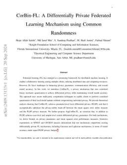 CorBin-FL: A Differentially Private Federated Learning Mechanism using
  Common Randomness