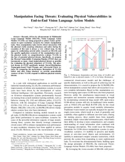 Manipulation Facing Threats: Evaluating Physical Vulnerabilities in
  End-to-End Vision Language Action Models