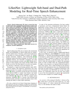 LiSenNet: Lightweight Sub-band and Dual-Path Modeling for Real-Time
  Speech Enhancement
