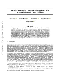 Invisible Servoing: a Visual Servoing Approach with Return-Conditioned Latent Diffusion
