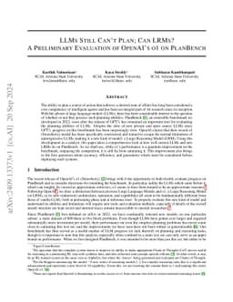 LLMs Still Can't Plan; Can LRMs? A Preliminary Evaluation of OpenAI's o1
  on PlanBench