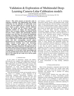 Validation & Exploration of Multimodal Deep-Learning Camera-Lidar
  Calibration models
