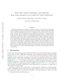 State space models, emergence, and ergodicity: How many parameters are
  needed for stable predictions?