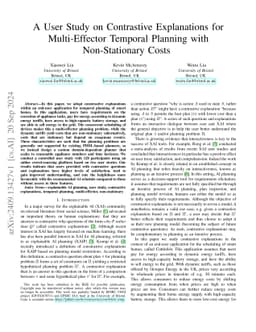 A User Study on Contrastive Explanations for Multi-Effector Temporal
  Planning with Non-Stationary Costs