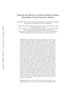 Towards the Discovery of Down Syndrome Brain Biomarkers Using Generative
  Models