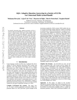 AQA: Adaptive Question Answering in a Society of LLMs via Contextual
  Multi-Armed Bandit