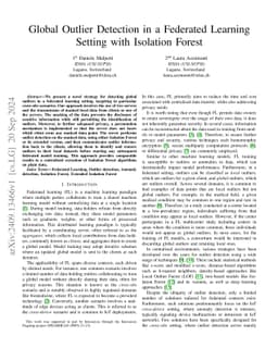 Global Outlier Detection in a Federated Learning Setting with Isolation
  Forest