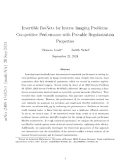 Invertible ResNets for Inverse Imaging Problems: Competitive Performance
  with Provable Regularization Properties