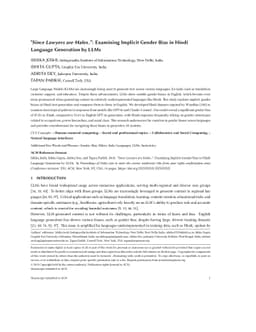 'Since Lawyers are Males..': Examining Implicit Gender Bias in Hindi
  Language Generation by LLMs