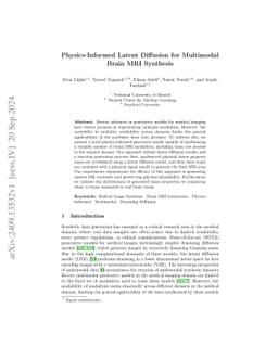 Physics-Informed Latent Diffusion for Multimodal Brain MRI Synthesis